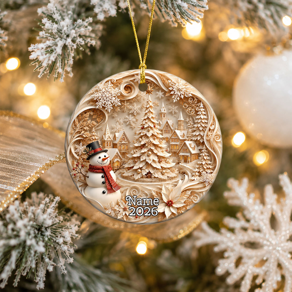 2026 Snowman Christmas Ornament, Cute Winter Snowman Tree Ornament, Holiday Keepsake Gift, Rustic Christmas Decor