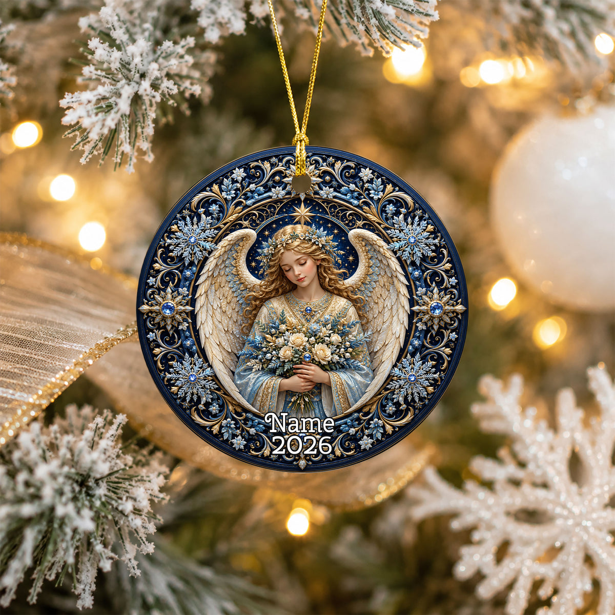 Ceramic Angel Christmas Ornament 2026, Religious Tree Ornament, Holiday Decoration, Guardian Angel Keepsake Gift for Christian Family