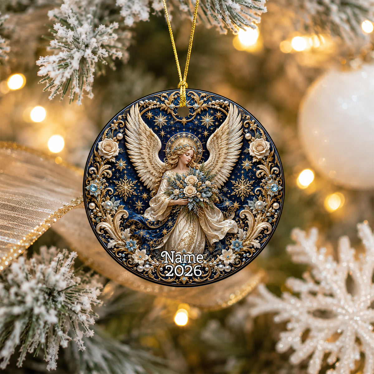 Christmas Angel Ornament 2026, Religious Guardian Angel Ceramic Tree Ornament, Holiday Decoration, Christian Christmas Keepsake Gift