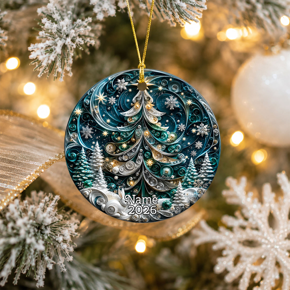 Blue Christmas Tree Ornament 2026, Christmas Ornament, Winter Tree Decor, Holiday Keepsake Gift, Xmas Tree Decoration