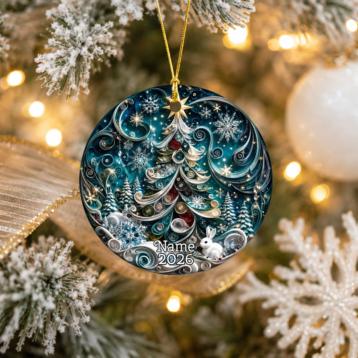Christmas Tree Ornament 2026, Blue Winter Ornament, Holiday Christmas Decor, Xmas Tree Decoration