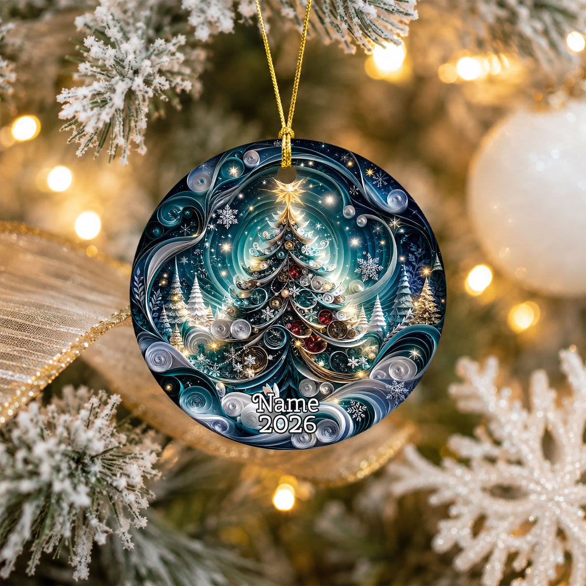 Blue Christmas Ornament 2026, Christmas Tree Decoration, Winter Holiday Decor, Xmas Keepsake Ornament