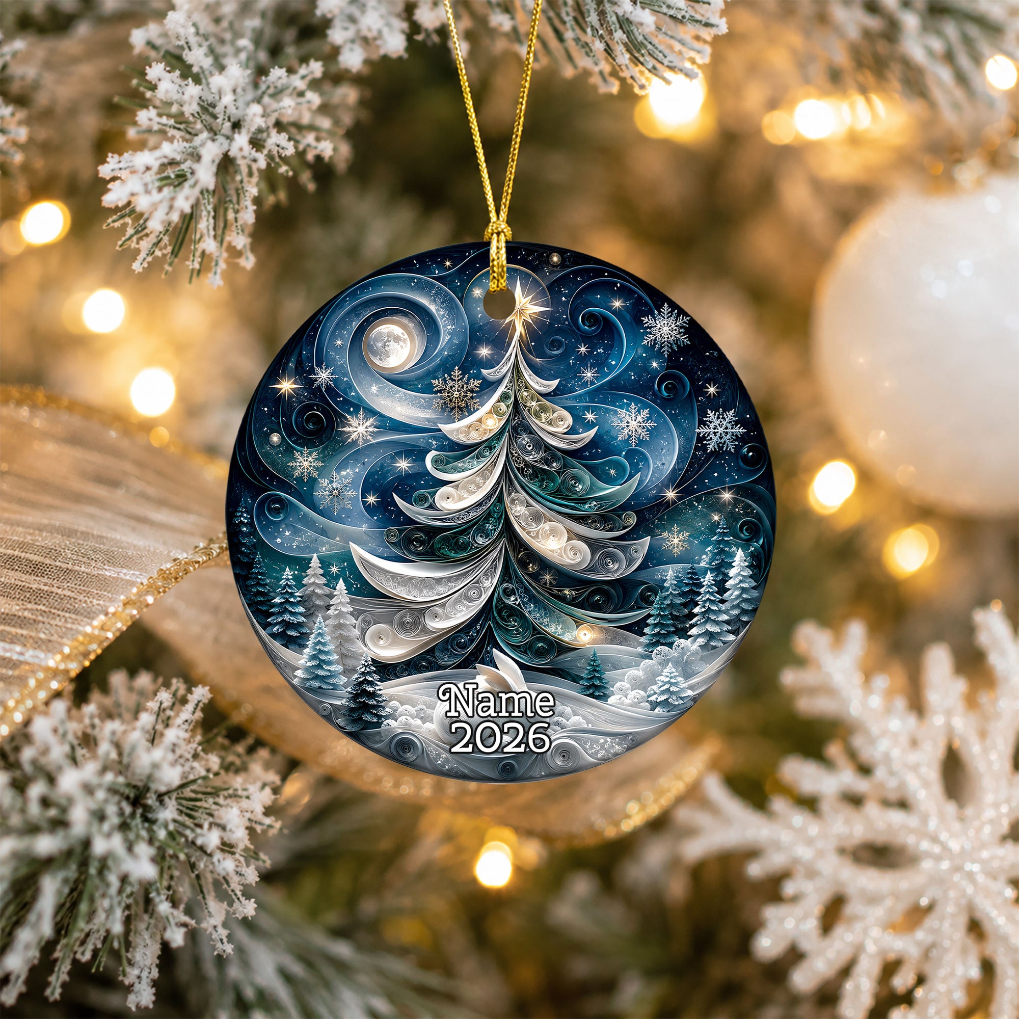 Christmas Tree Ornament 2026, Blue Holiday Ornament, Winter Christmas Decoration, Keepsake Ornament, Xmas Tree Decor