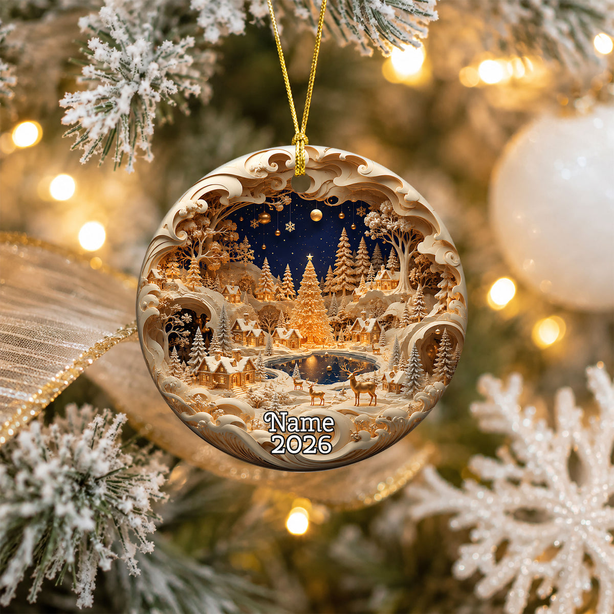 Christmas Ornament 2026, Snowy Village Scene, Winter Christmas Village Decor, Holiday Tree Ornament, Christmas Keepsake Gift