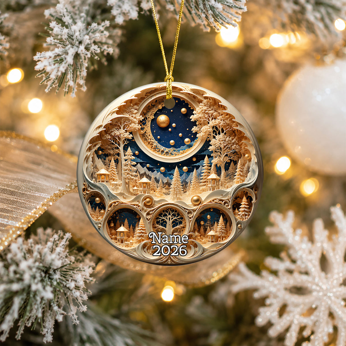 Christmas Ornament 2026, Snowy Village Scene, Winter Christmas Village Decor, Holiday Tree Ornament, Christmas Keepsake Gift (Copy)