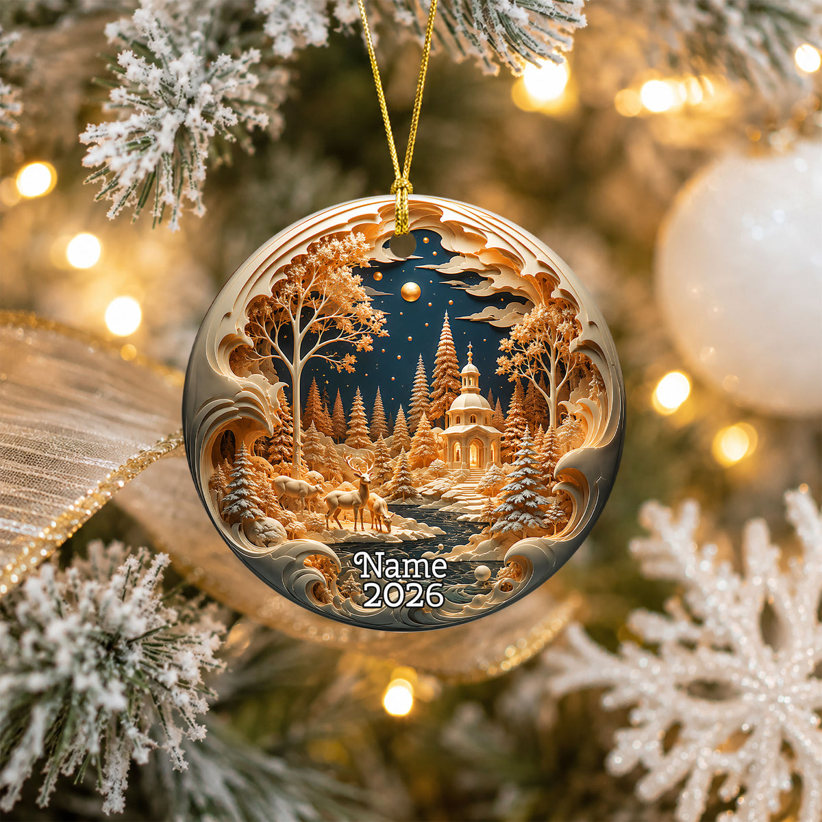 Snow Village Christmas Ornament 2026, Christmas Tree Decoration, Winter Holiday Village Decor, Seasonal Keepsake Ornament