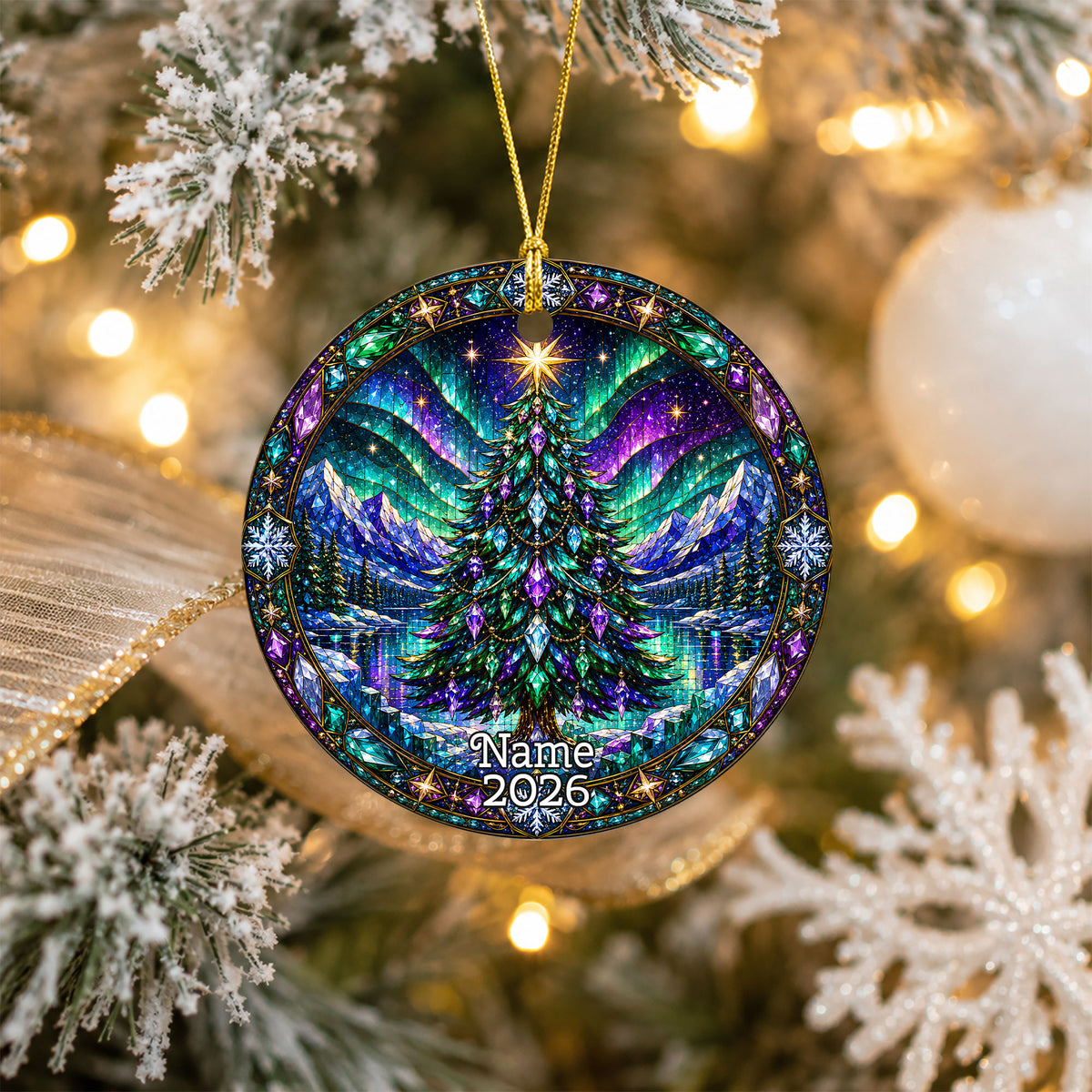 Christmas Tree Ornament 2026, Aurora Christmas Ornament, Winter Tree Decoration, Northern Lights Holiday Decor