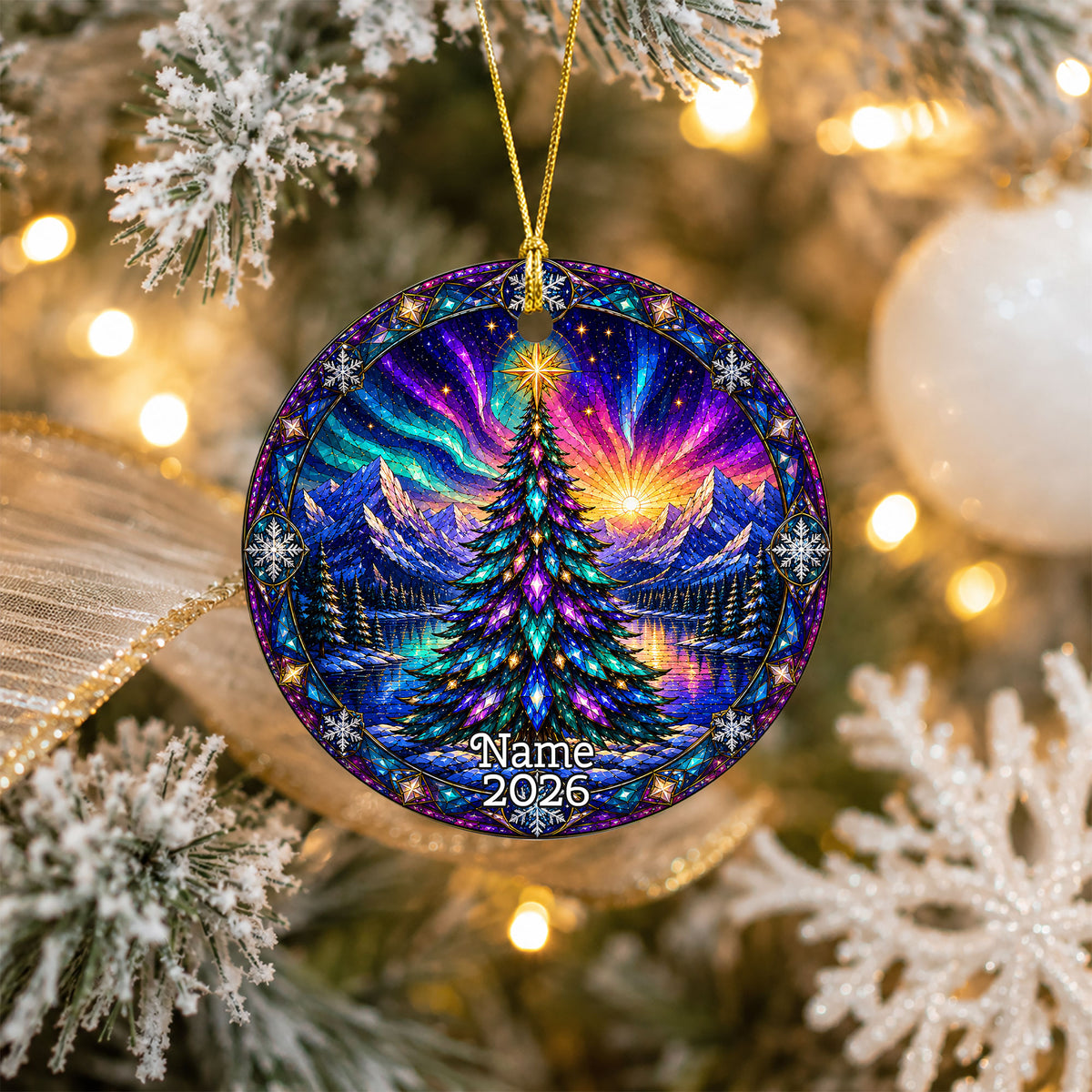 Aurora Christmas Tree Ornament 2026, Winter Landscape Ornament, Holiday Christmas Decor, Northern Lights Tree Decoration