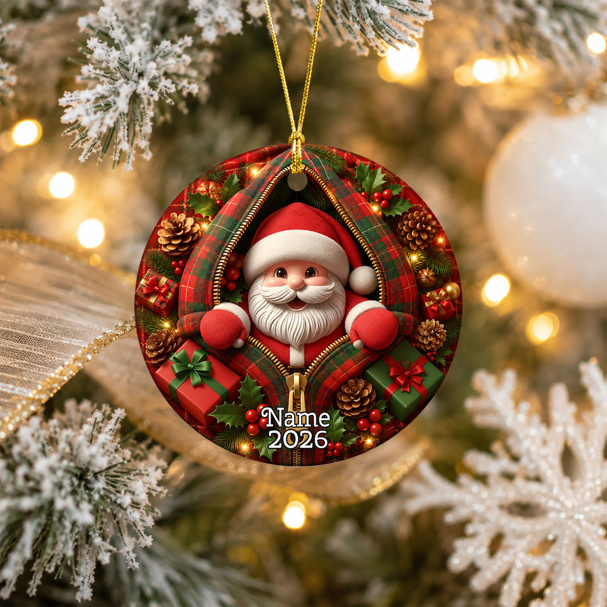 Cute Santa Ornament 2026, Christmas Santa Claus Ornament, Funny Santa Decor, Christmas Tree Ornament