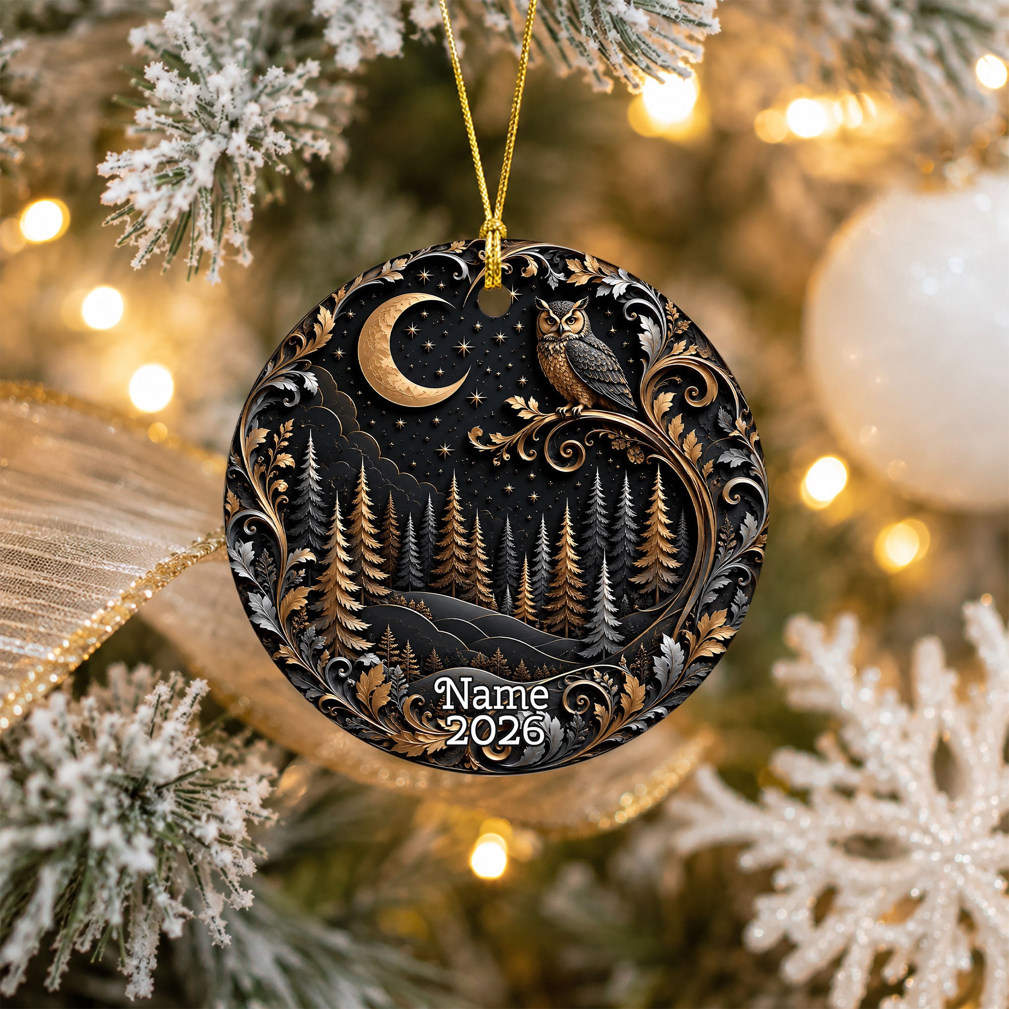 Christmas Ornament 2026, Owl Moon Ornament, Winter Christmas Tree Decoration, Holiday Keepsake, Christian Christmas Gift Idea