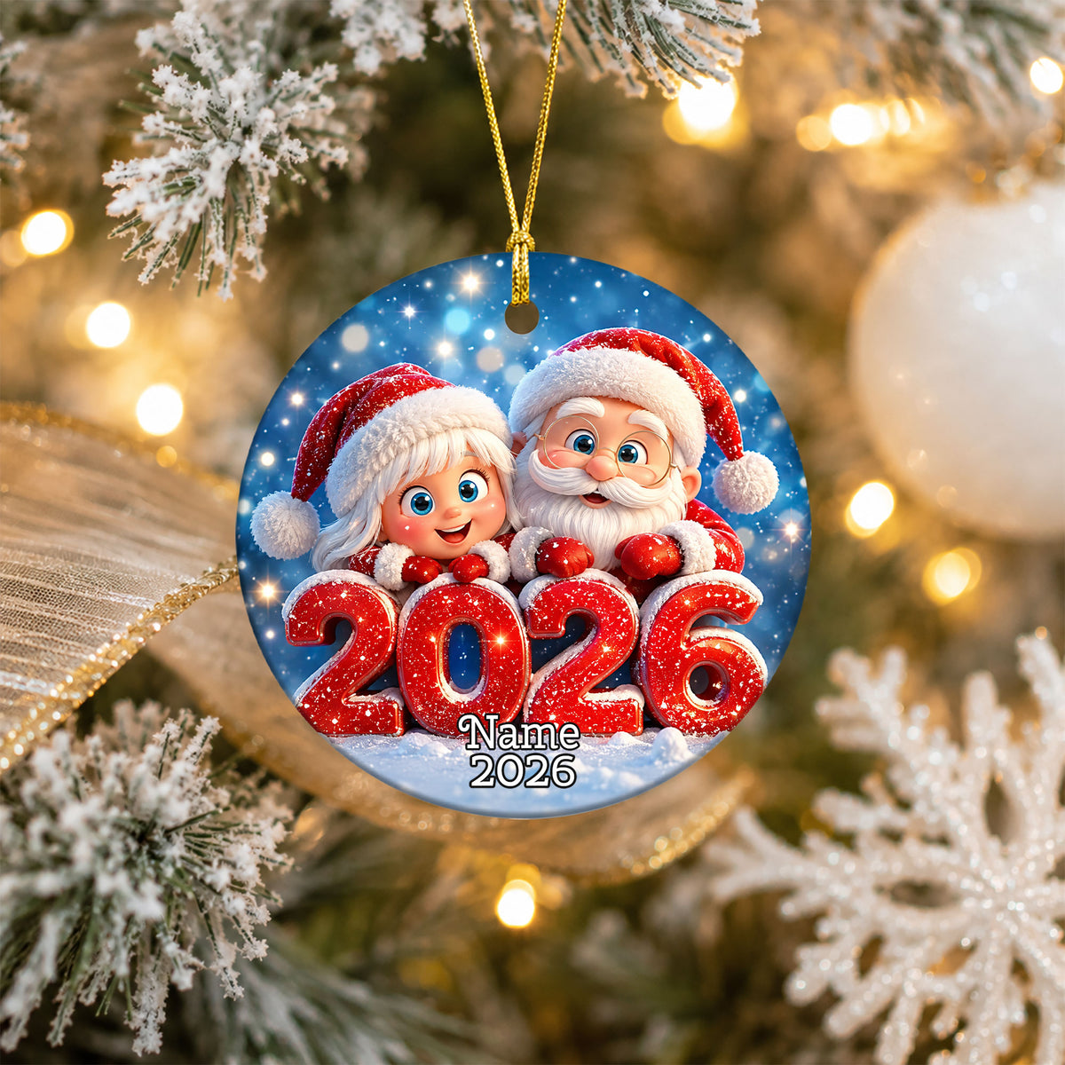 Santa and Girl Christmas Ornament 2026, Cute Santa Ornament, Christmas Tree Decoration, Holiday Keepsake Gift