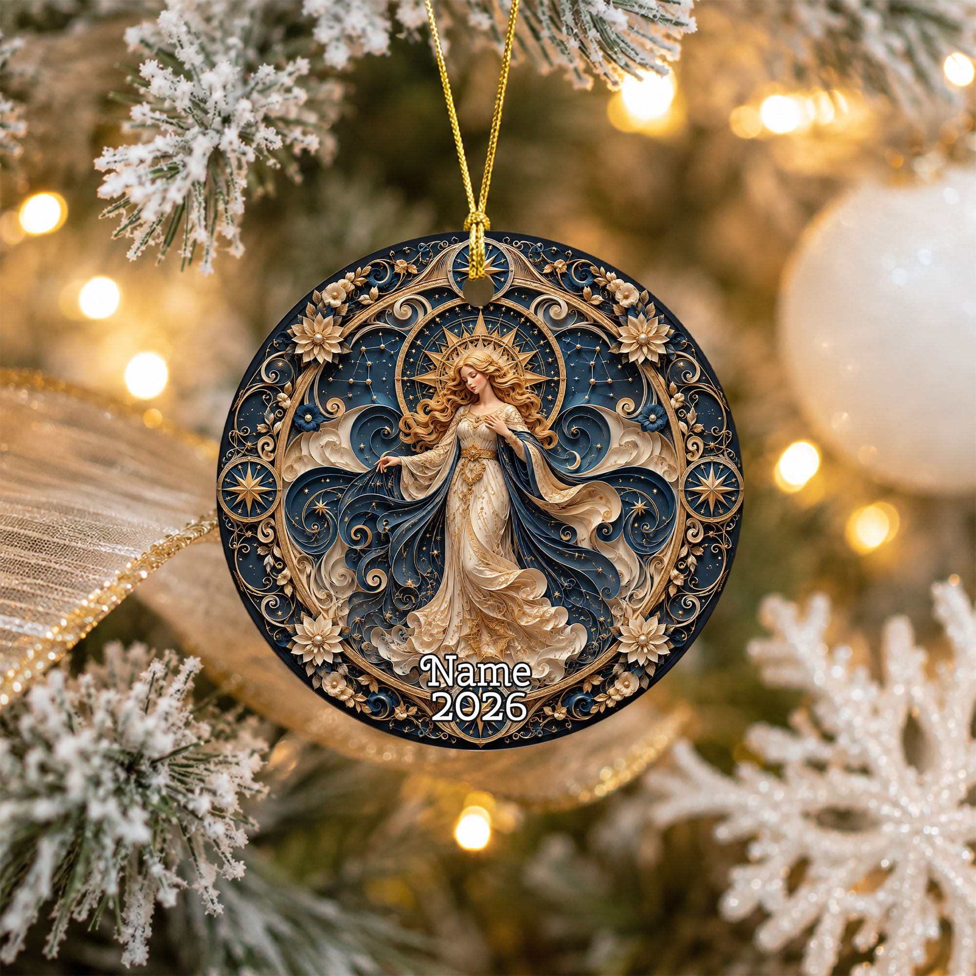 Moon and Stars Christmas Ornament 2026, Elegant Angel Christmas Tree Ornament, Winter Holiday Decoration
