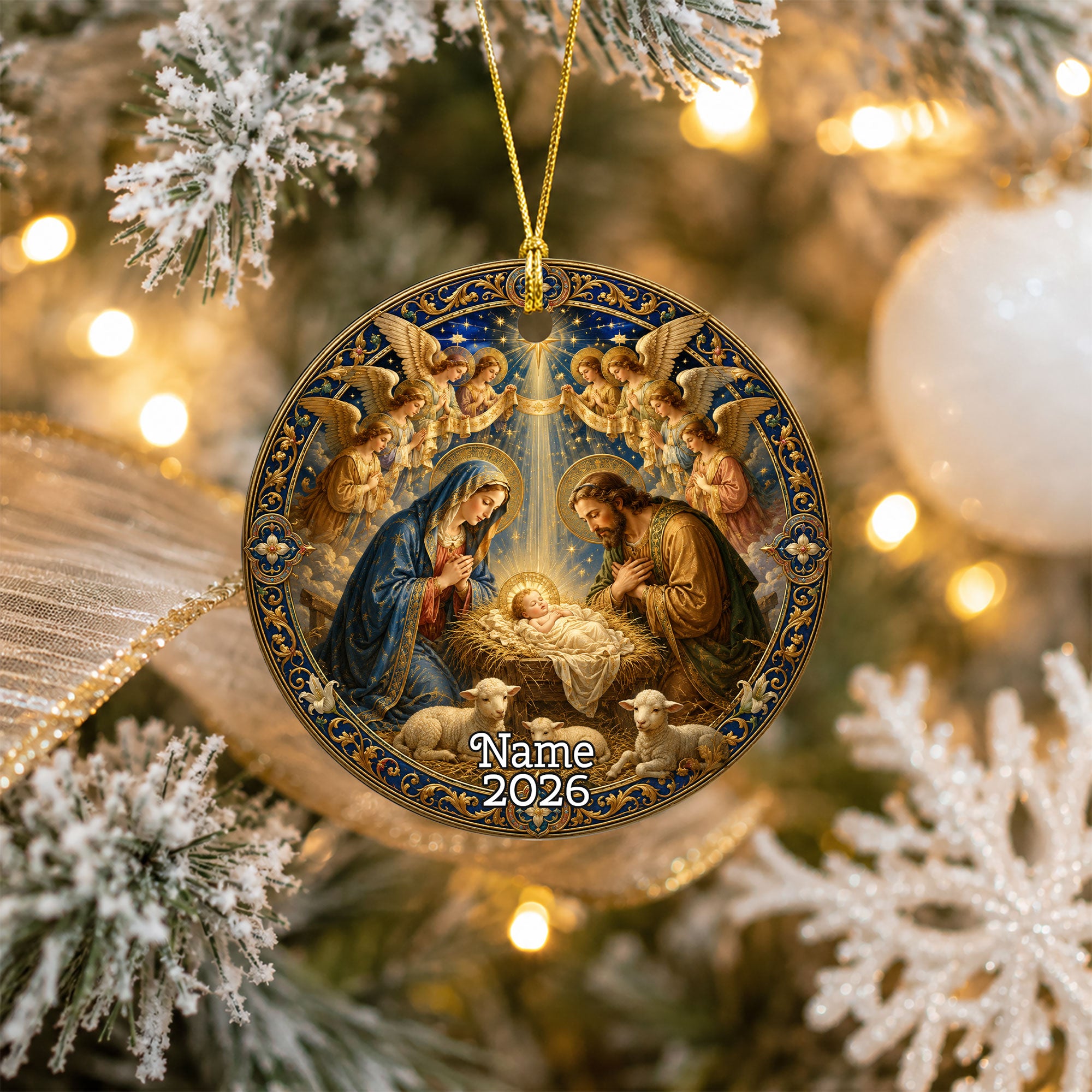 Holy Family Nativity Ornament 2026, Baby Jesus Christmas Ornament, Christian Christmas Tree Decor, Religious Holiday Keepsake Gift for Family