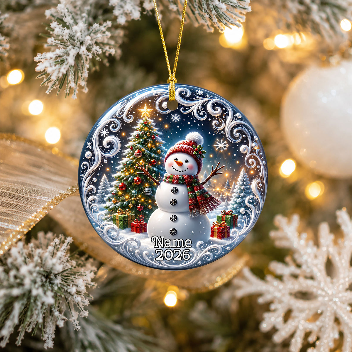 Christmas Snowman Ornament 2026, Winter Tree Ornament, Holiday Keepsake Decoration