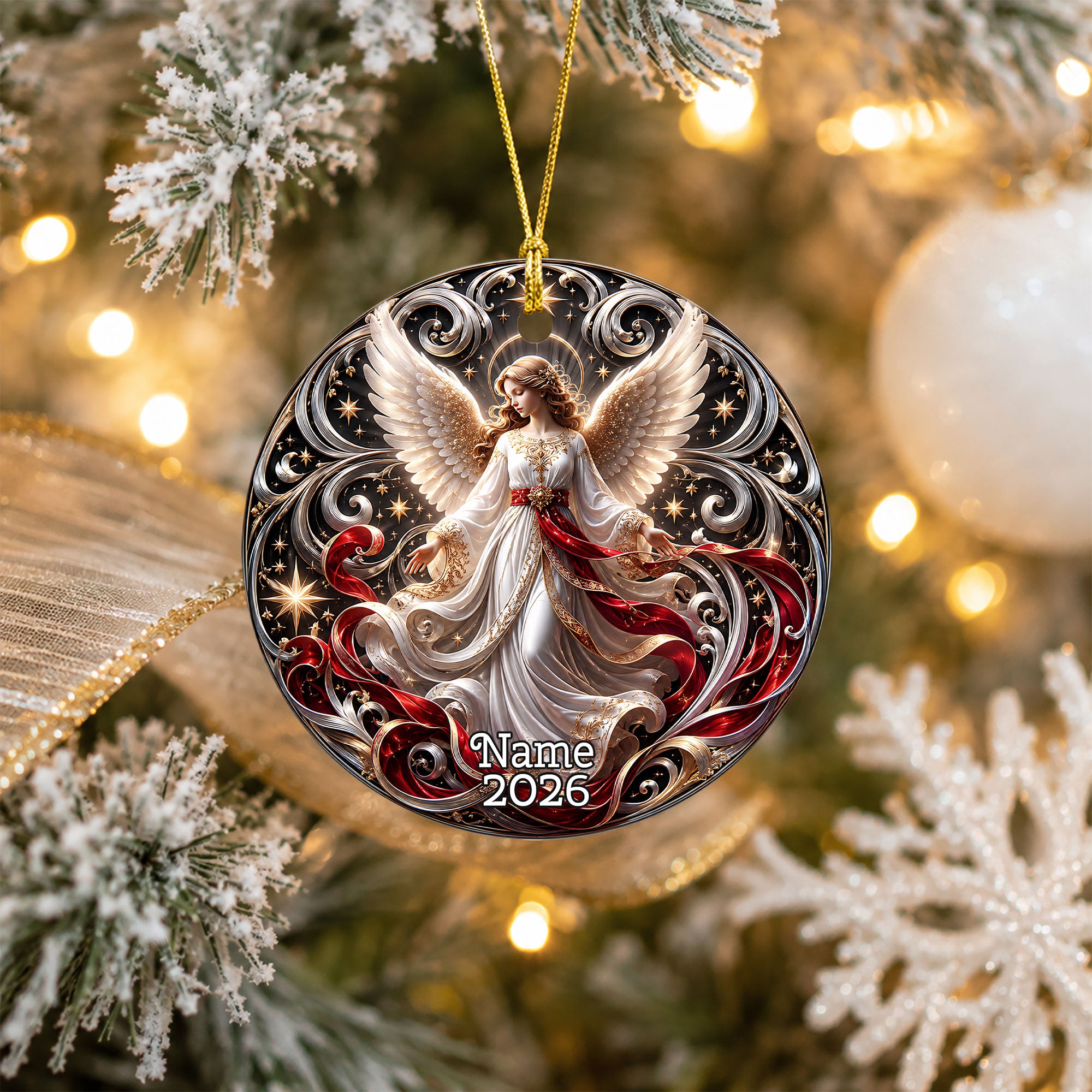 Winter Angel Christmas Ornament 2026, Moonlit Christmas Tree Decoration, Celestial Holiday Ornament