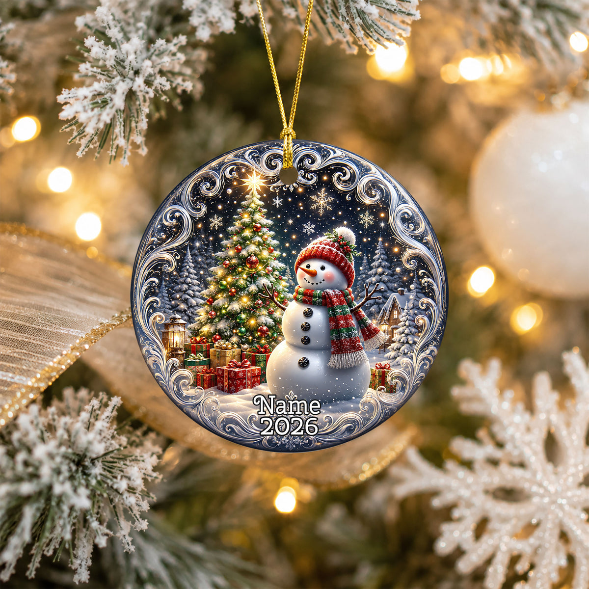 Blue Winter Christmas Ornament 2026, Snowman Tree Ornament, Holiday Keepsake Decoration, Christmas Gift
