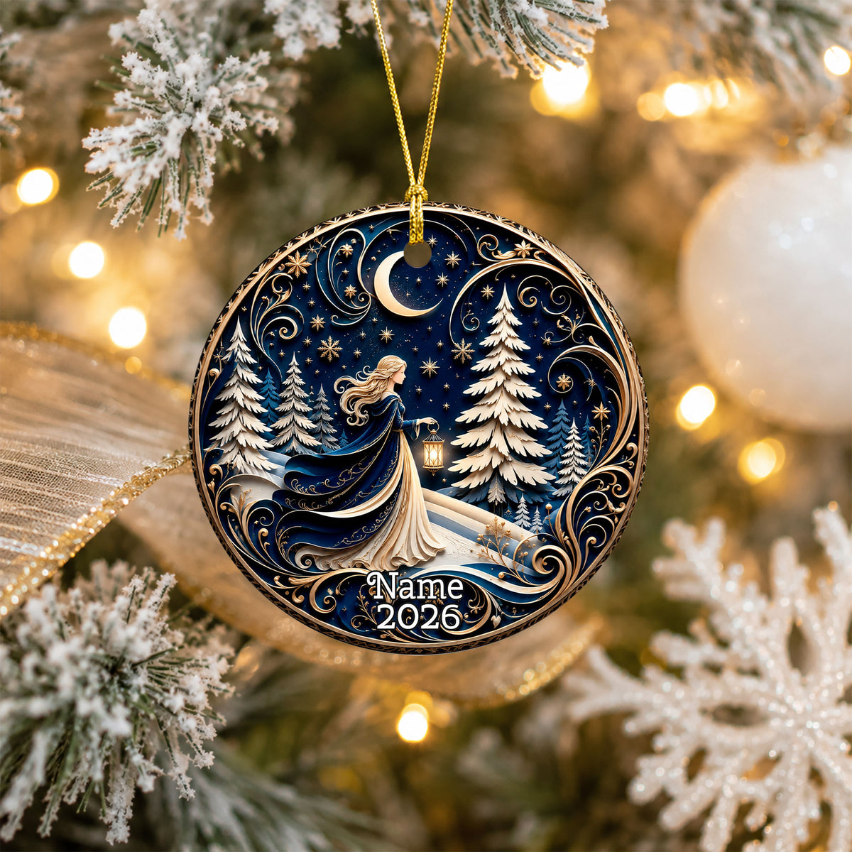 Religious Christmas Ornament 2026 with Angel, Ceramic Christmas Tree Ornament, Holiday Decoration