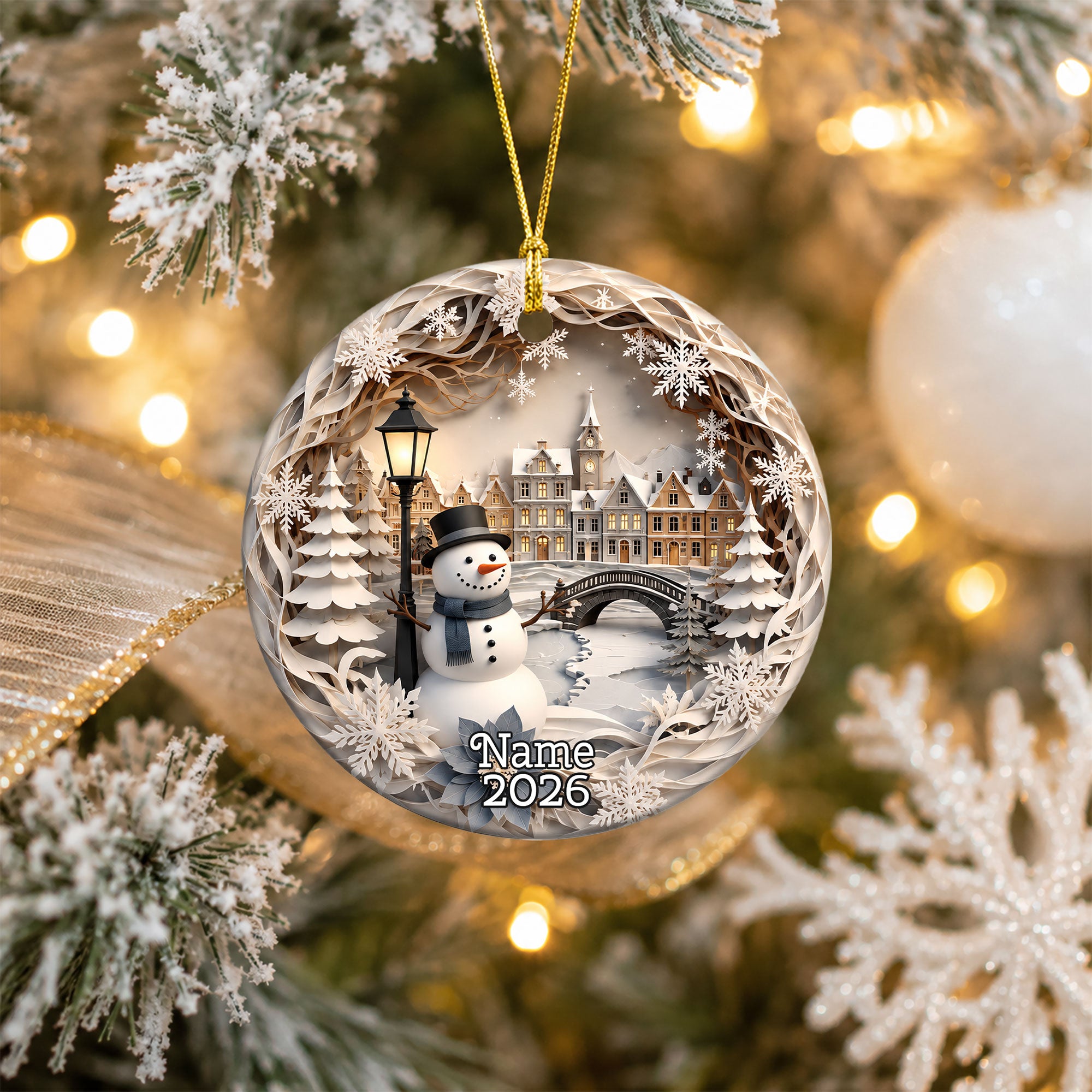 Snowman Christmas Ornament 2026, Winter Village Ornament, Christmas Tree Decoration