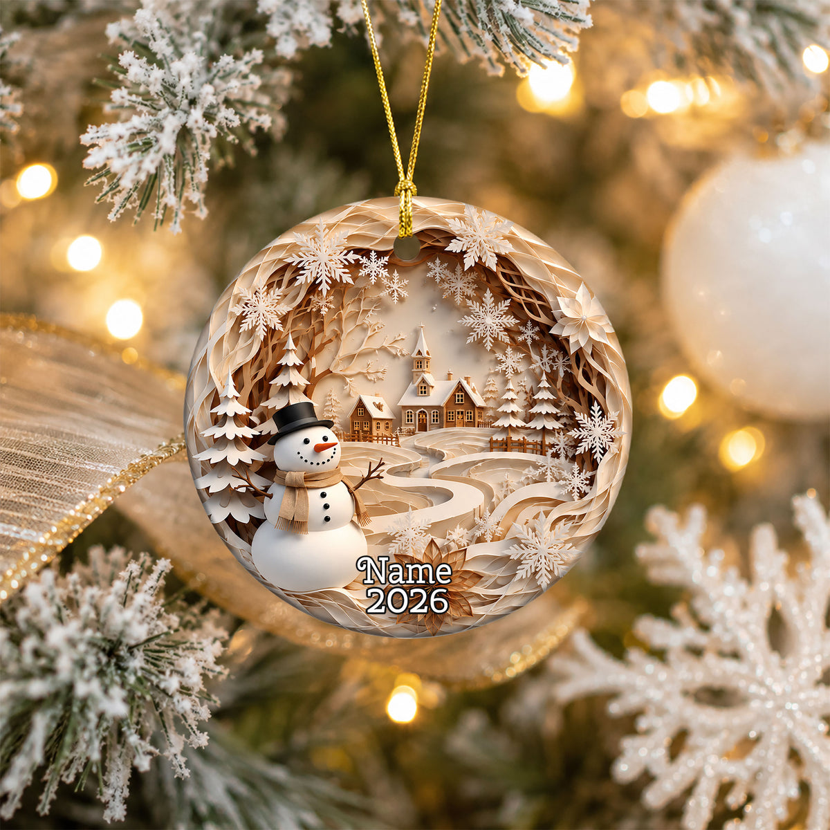 Snowman Winter Village Ornament 2026, Christmas Tree Ornament, Holiday Decoration, Christmas Keepsake Gift