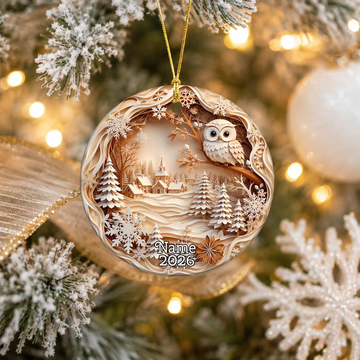Christmas Owl Ornament 2026, Winter Village Tree Ornament, Holiday Christmas Decoration, Family Keepsake Gift