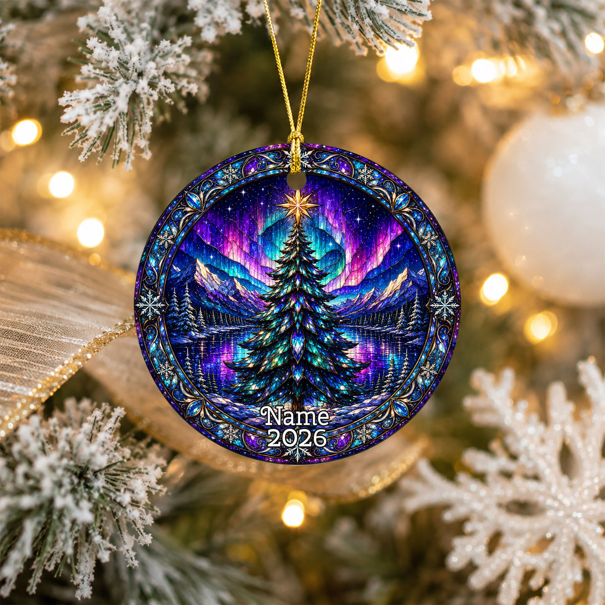 Northern Lights Christmas Ornament 2026, Christmas Tree Ornament, Aurora Winter Landscape Ornament