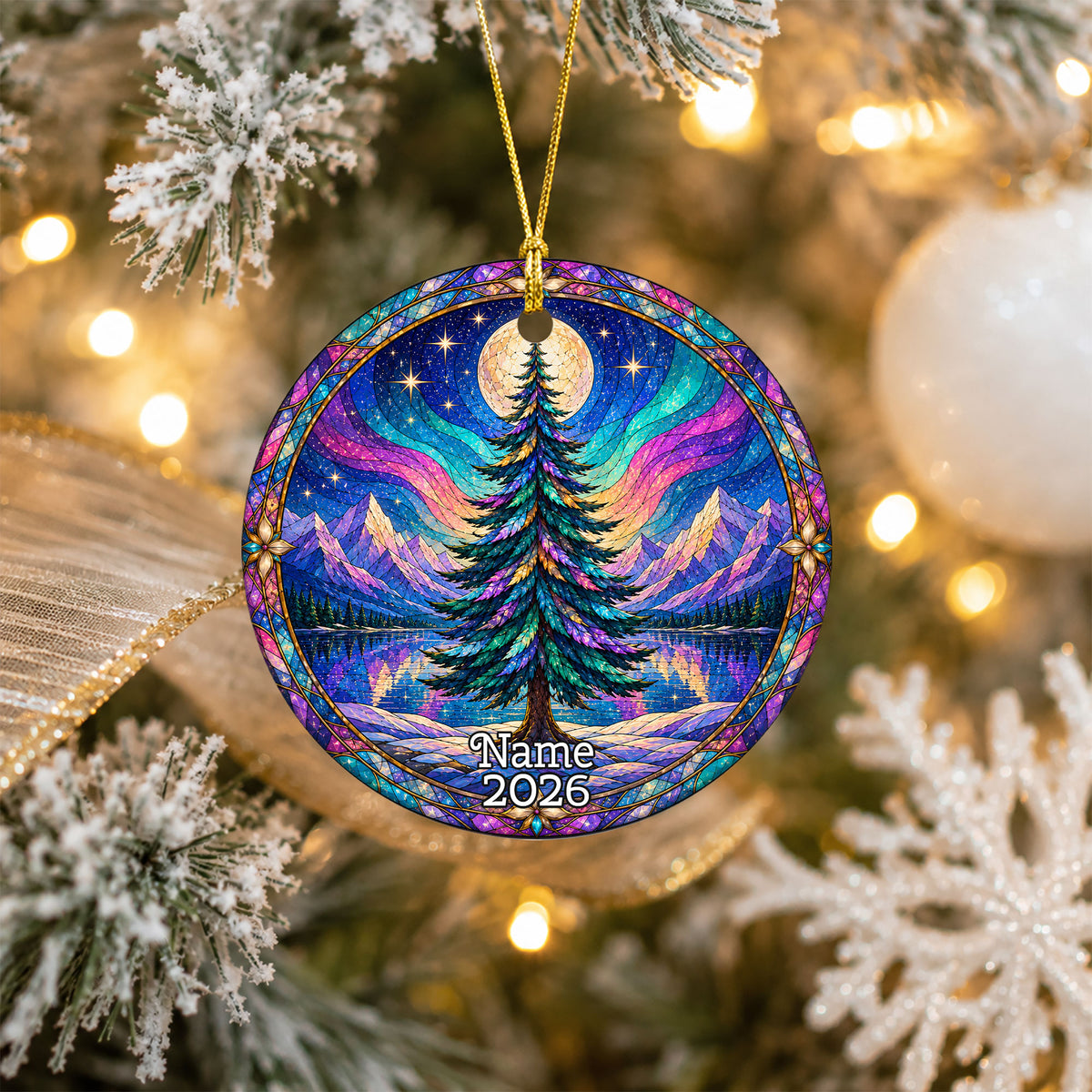 Aurora Borealis Christmas Ornament 2026, Christmas Tree Ornament, Winter Landscape Decoration