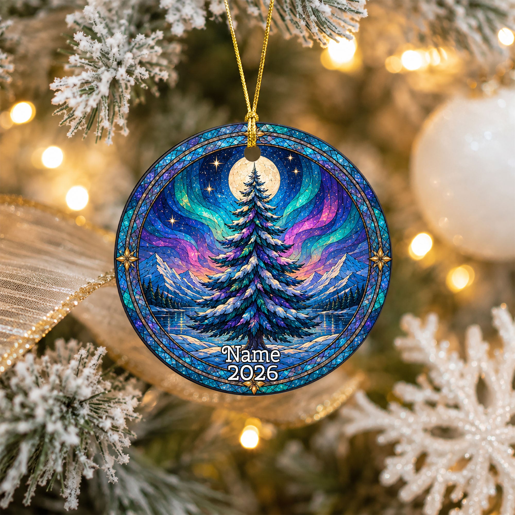 Christmas Tree Keepsake Ornament 2026, Northern Lights Holiday Ornament, Aurora Winter Decoration