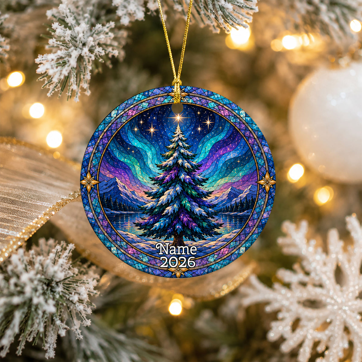 Christmas Tree Ornament 2026, Aurora Christmas Ornament, Winter Tree Decoration, Northern Lights Holiday Decor
