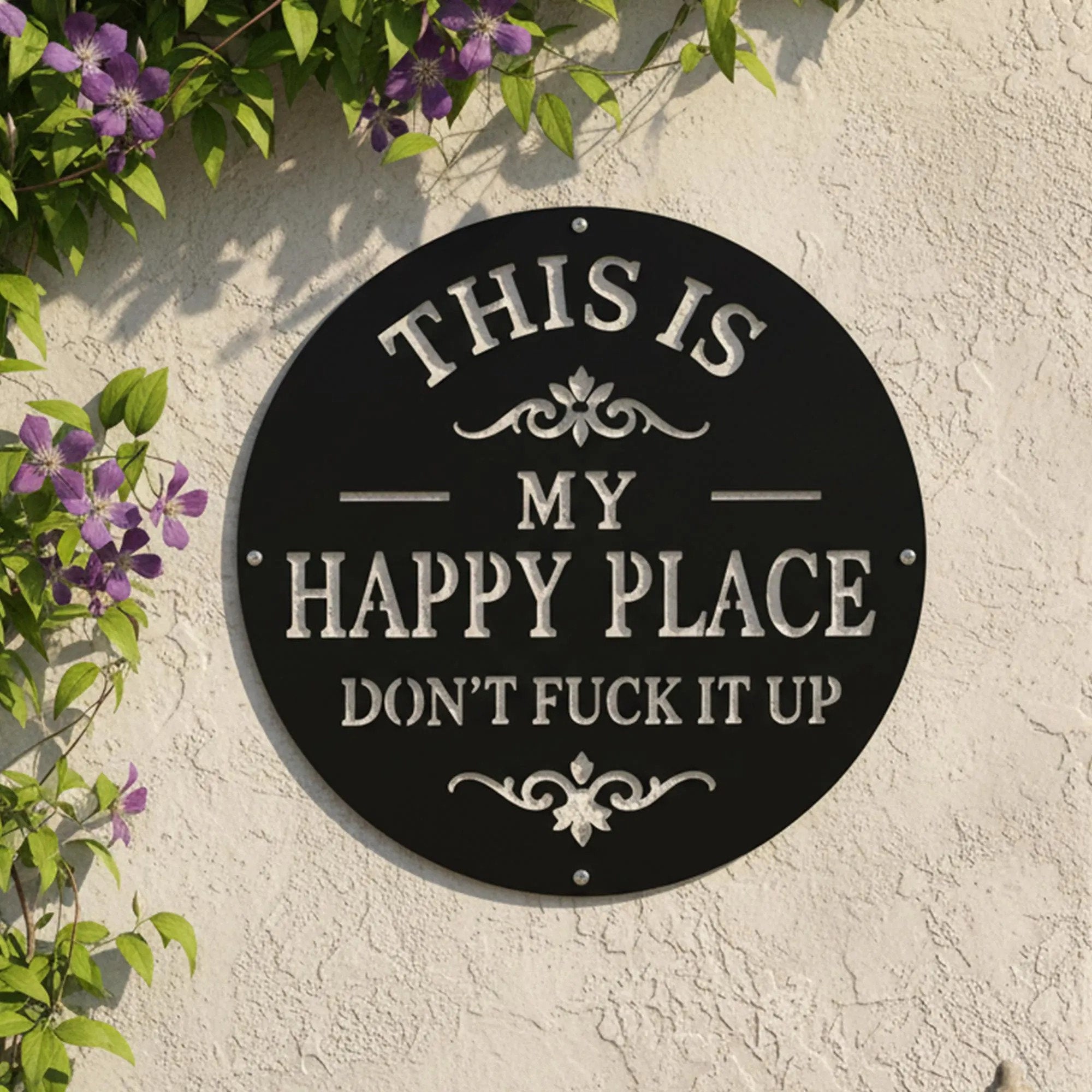 Happy Place Metal Sign, Garden Metal Wall Art, Outdoor Funny Decor, Gift for Garden Lovers, Backyard Accent Decor