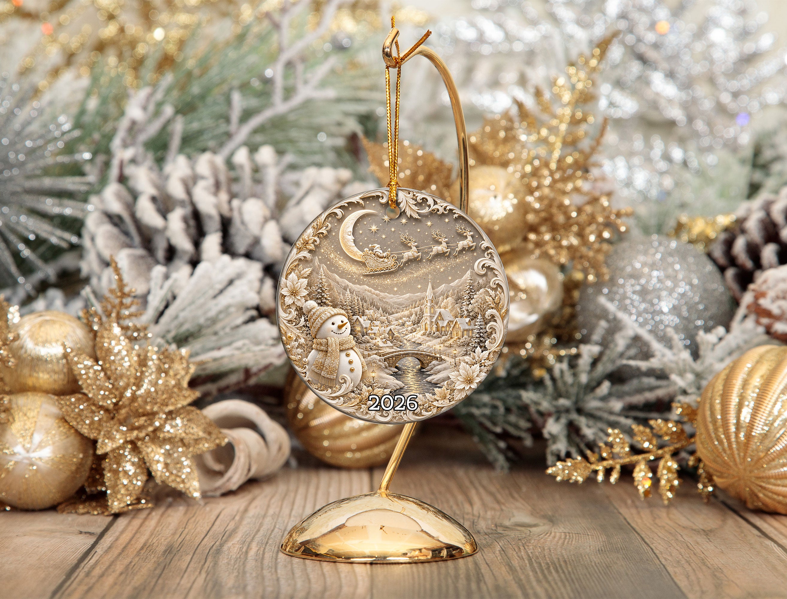 Snowman Keepsake Ornament 2026, Winter Christmas Ceramic Ornament, Holiday Tree Decoration