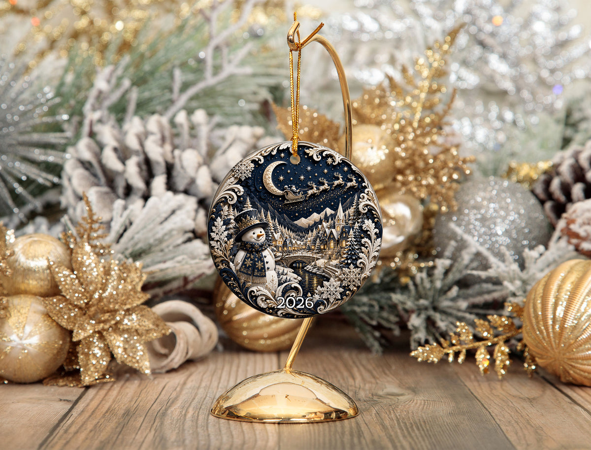 2026 Blue Christmas Ornament, Snowman Winter Ornament, Christmas Tree Decoration, Holiday Keepsake