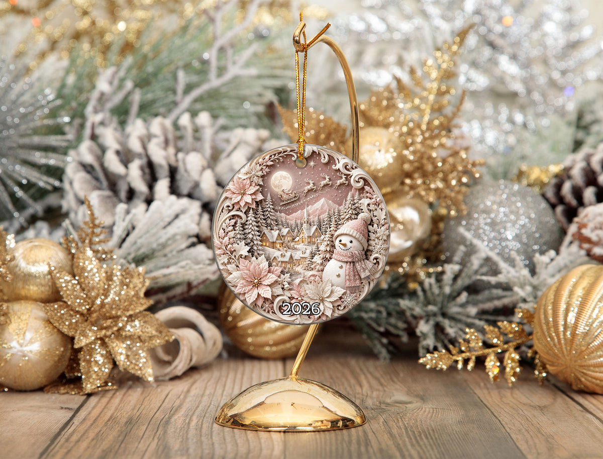 Snowman Christmas Ornament 2026, Cute Snowman Ceramic Ornament, Winter Holiday Tree Decoration, Christmas Keepsake Gift