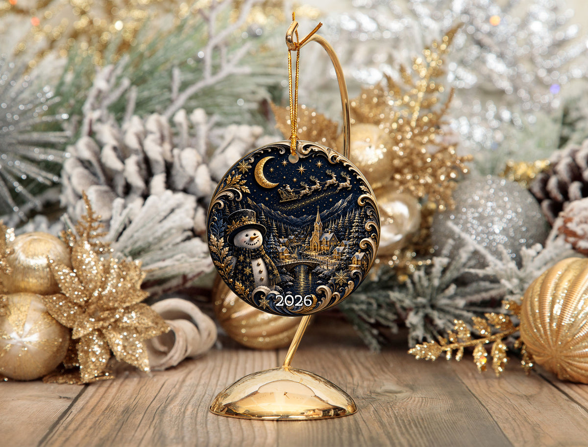 Snowman Christmas Ornament 2026, Cute Snowman Ceramic Ornament, Winter Holiday Tree Decoration