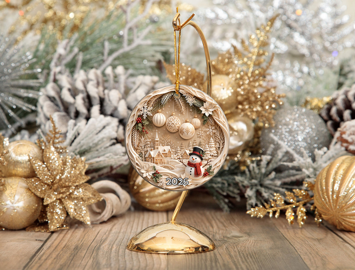Cute Snowman Christmas Ornament 2026, Winter Wonderland Ornament, Holiday Tree Decoration