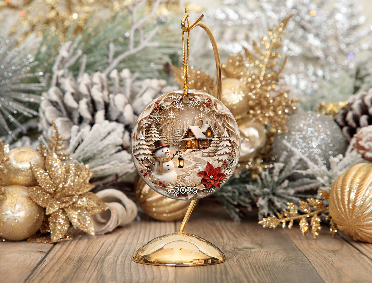 2026 Christmas Snowman Ornament, Festive Winter Tree Decoration, Holiday Keepsake Ornament, Cute Christmas Gift for Snowman Lovers