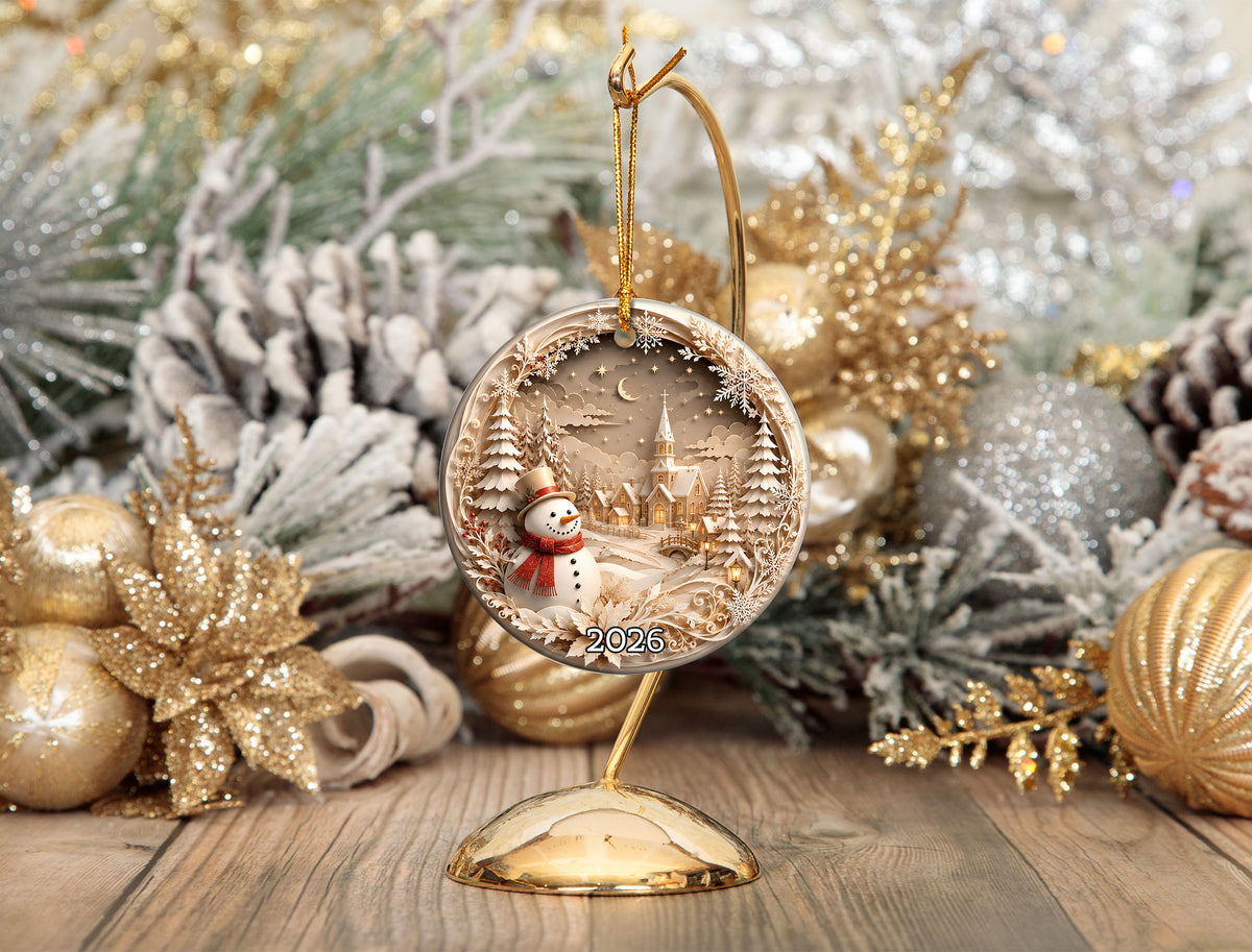 Rustic Snowman Christmas Ornament 2026, Winter Holiday Ornament, Cozy Christmas Tree Decoration, Keepsake Gift for Home Decor Lovers