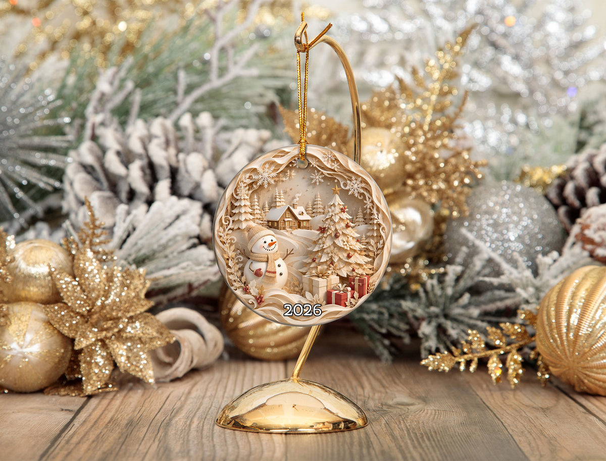 2026 Winter Wonderland Snowman Ornament, Christmas Tree Keepsake, Holiday Decoration, Festive Christmas Gift for Family and Friends