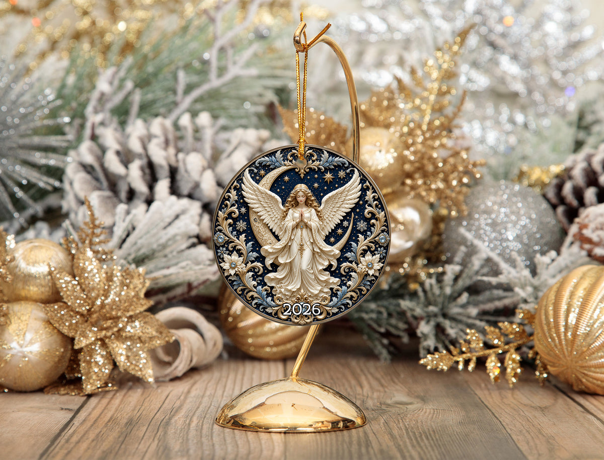 Angel Christmas Ornament 2026, Guardian Angel Christmas Tree Ornament, Ceramic Holiday Ornament