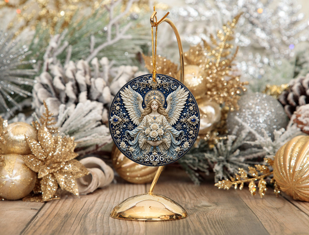 Guardian Angel Christmas Ornament 2026, Religious Ceramic Tree Ornament, Christmas Keepsake, Holiday Decoration