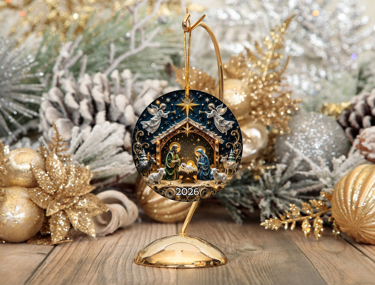 Religious Christmas Ornament 2026, Nativity Star Ceramic Ornament, Holy Night Christian Christmas Tree Decor, Faith Based Holiday Keepsake
