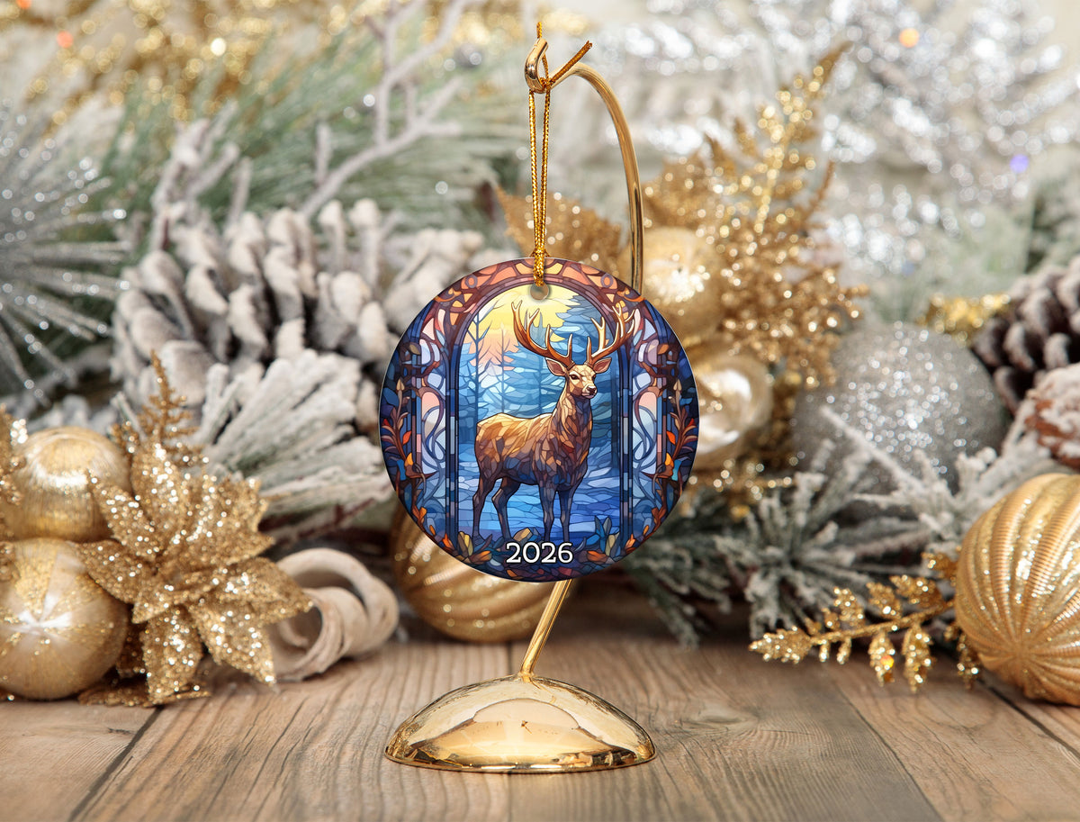 Deer Stained Glass Style Ornament, Christmas Ornament, Christmas Tree Decor, Holiday Ornament, Winter Keepsake, Seasonal Gift