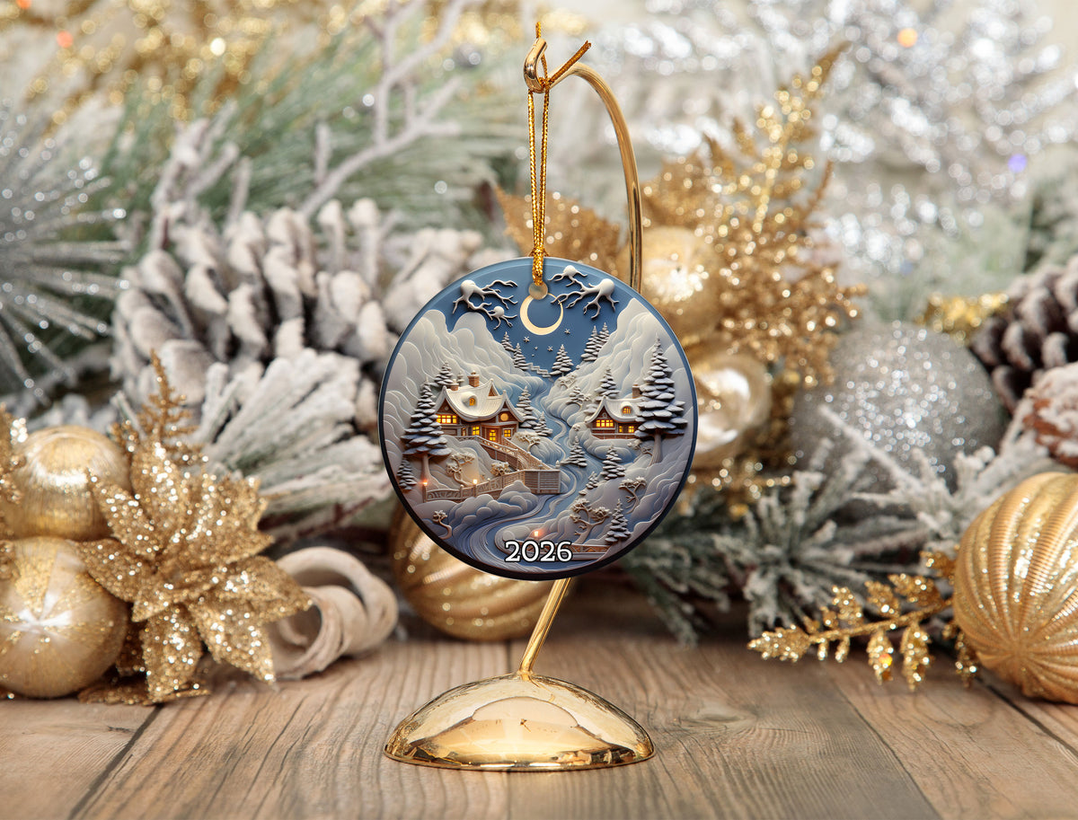 Peaceful Winter Landscape Ornament 2026, Christmas Tree Ornament, Holiday Decoration, Acrylic Keepsake, Xmas Gift, Christmas Decor