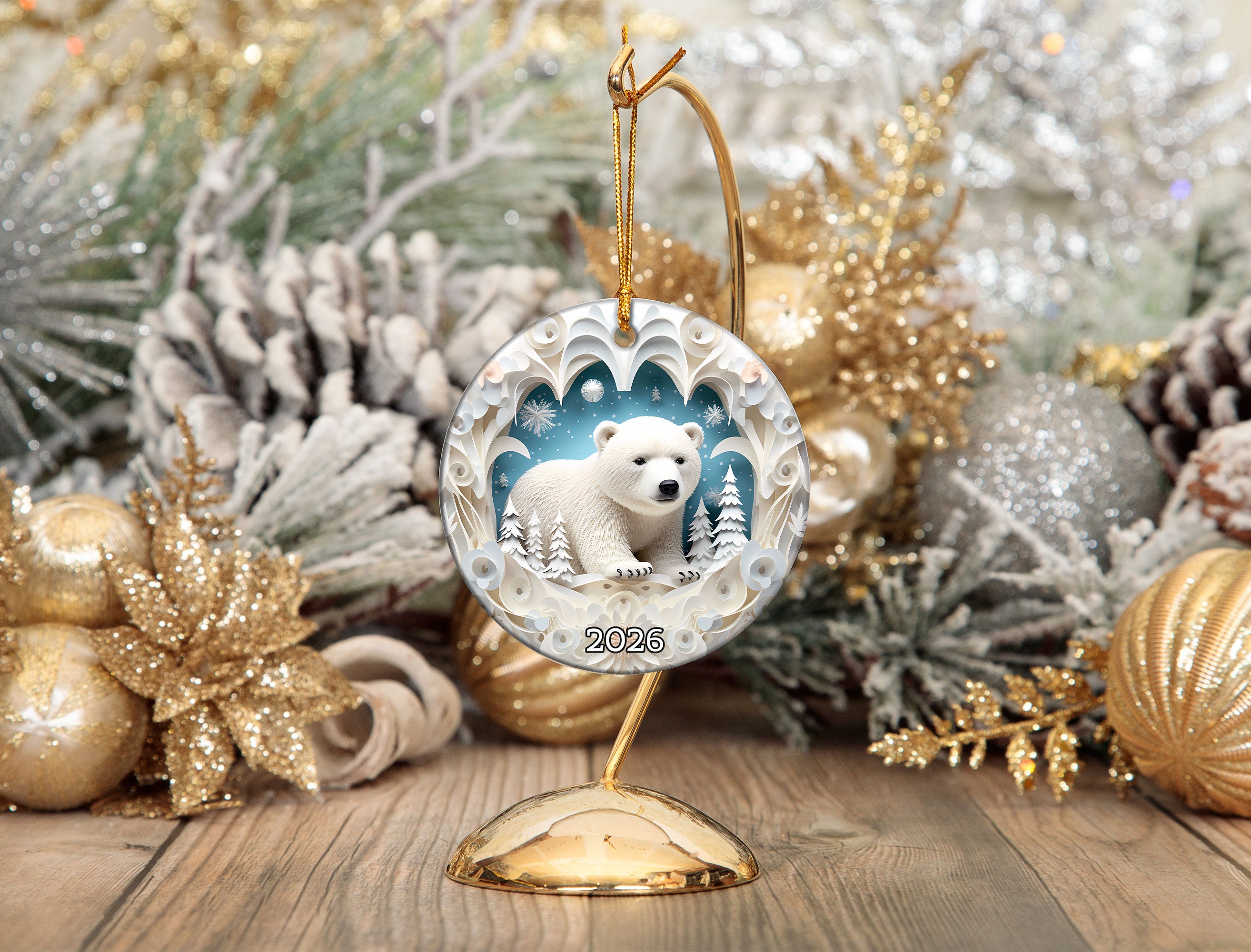 Polar Bear Christmas Ornament 2026, Arctic Bear Ornament, Winter Wildlife Tree Decor, Holiday Keepsake, Christmas Gift