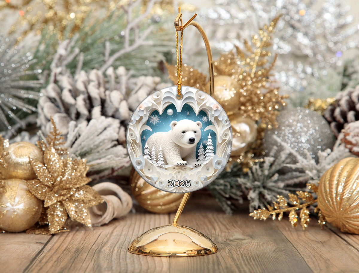 Polar Bear Christmas Ornament 2026, Arctic Bear Ornament, Winter Wildlife Tree Decor, Holiday Keepsake, Christmas Gift