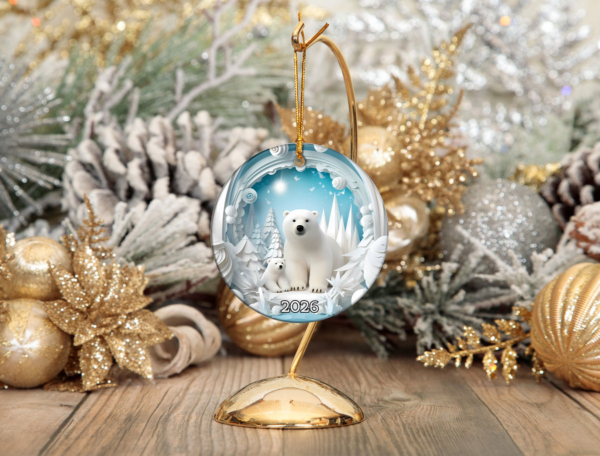 Baby Polar Bear Ornament 2026, Winter Animal Christmas Ornament, Arctic Holiday Decor, Christmas Keepsake