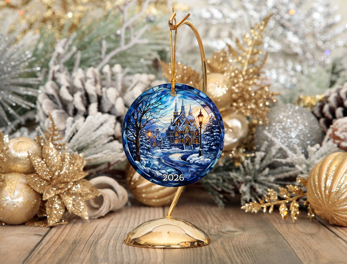 Stained Glass Style Christmas Ornament 2026, Christmas Tree Decor, Holiday Keepsake, Winter Decoration