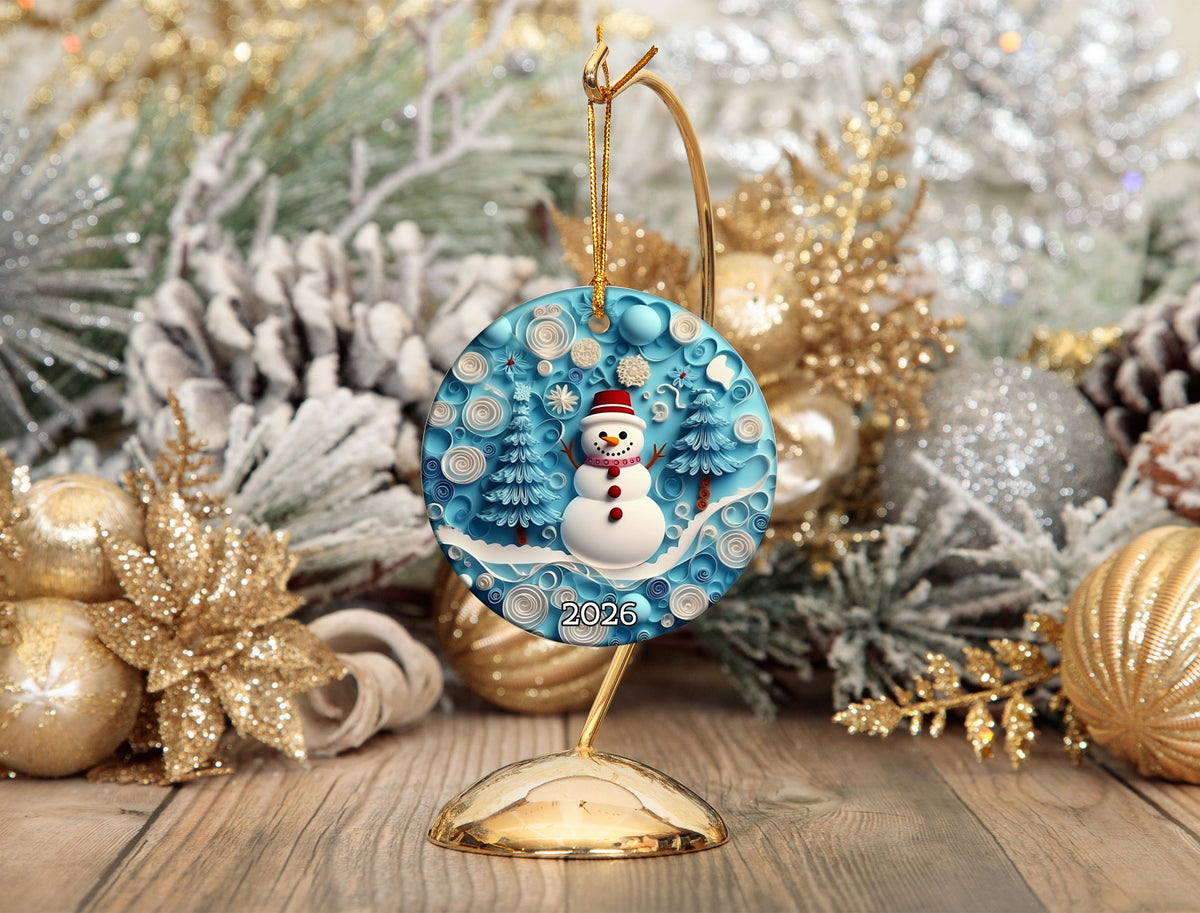 Snowman Tree Ornament 2026, Christmas Paper Art Ornament, Winter Holiday Decor, Seasonal Christmas Decoration, Gift Idea