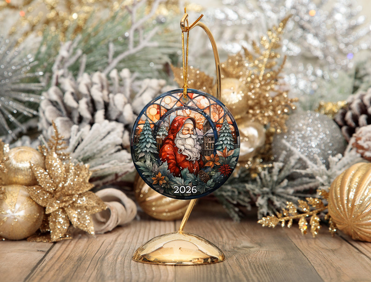 Vintage Santa Christmas Ornament, Santa Claus Holiday Decoration, Tree Hanging Ornament, Christmas Gift, 2026 Keepsake
