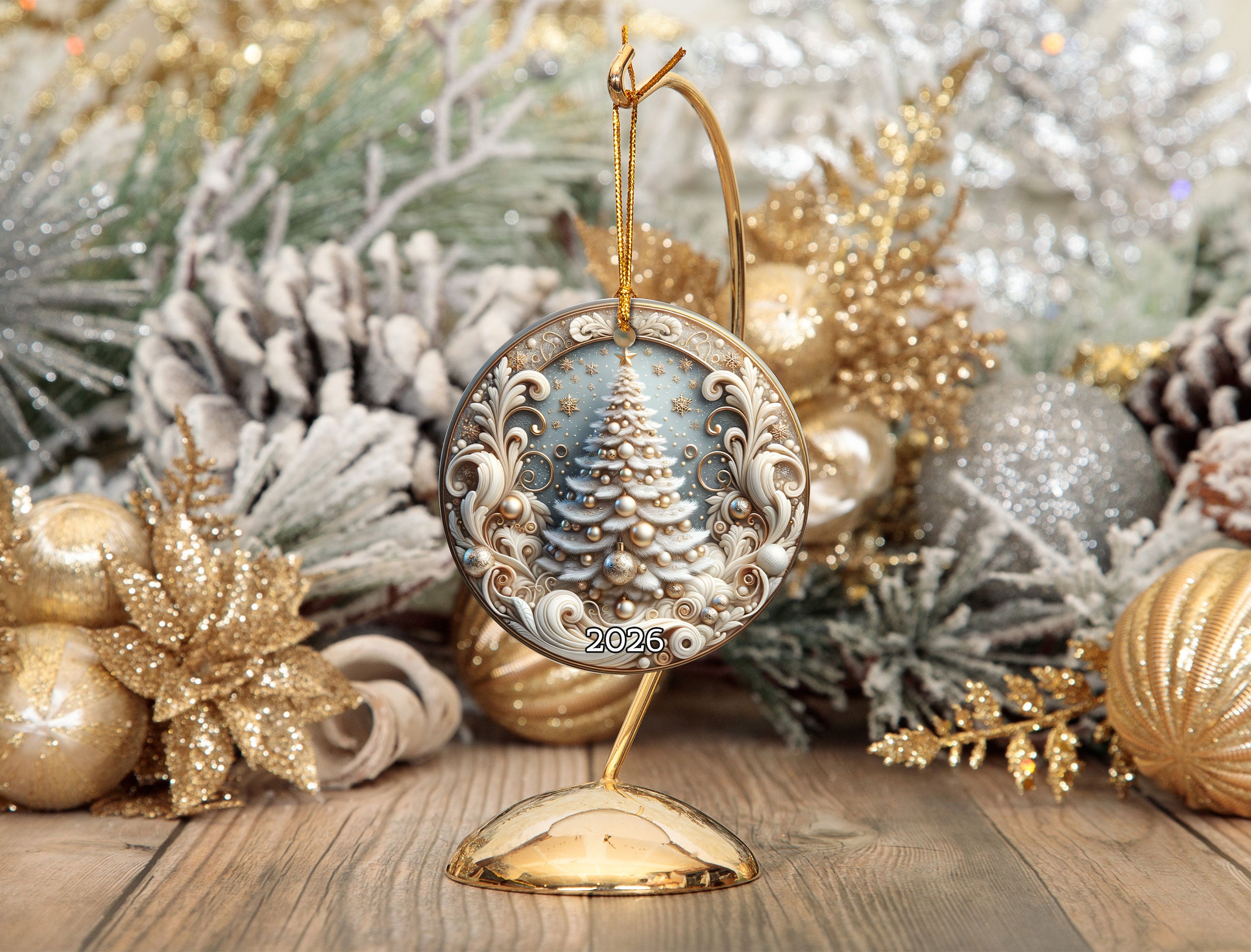Snowy Christmas Tree Ornament 2026, Winter Christmas Ornament, Pine Tree Holiday Decor, Nature Christmas Gift