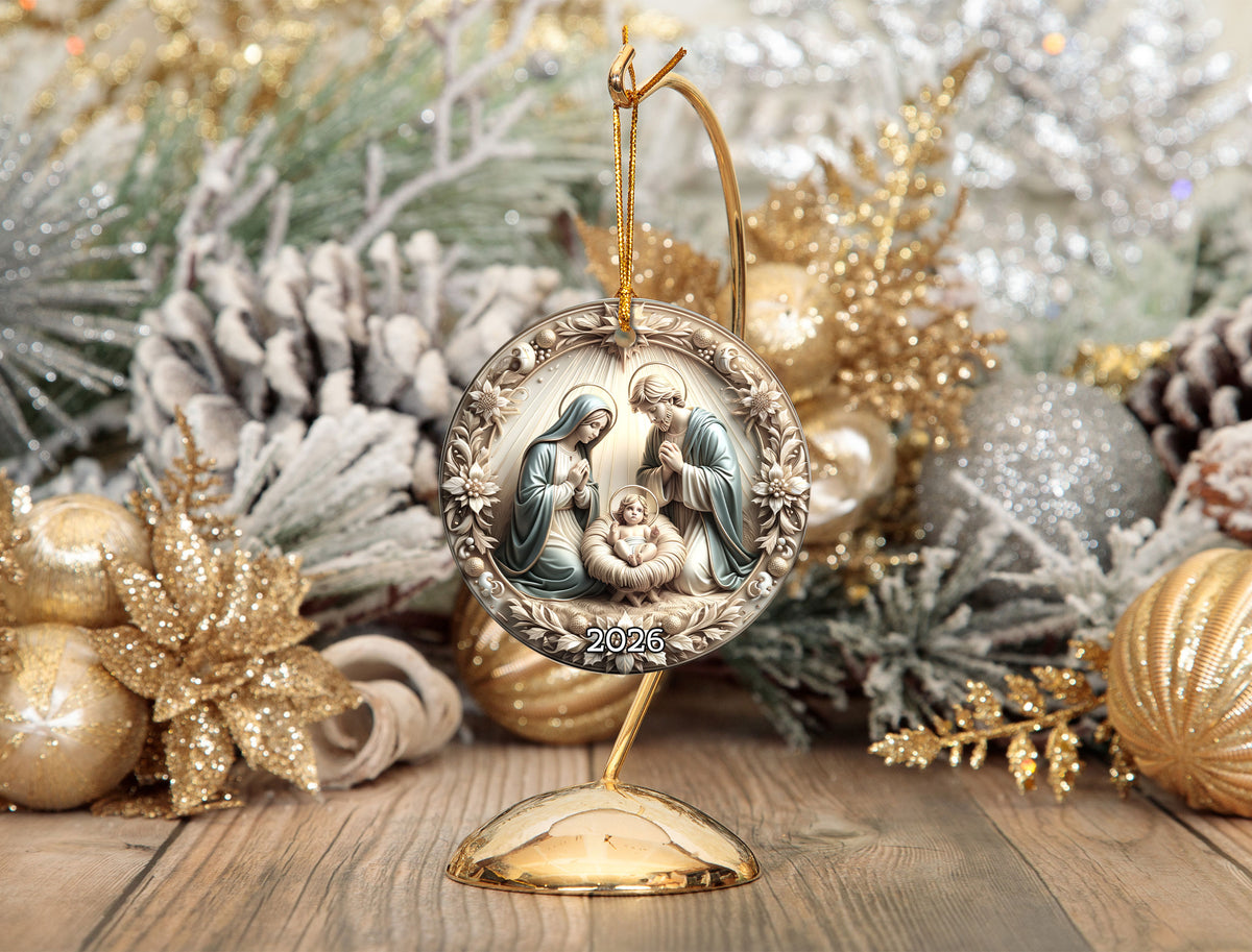 Nativity Scene Christmas Ornament 2026, Holy Family Ornament, Christian Christmas Decor, Religious Tree Ornament, Faith Christmas Gift